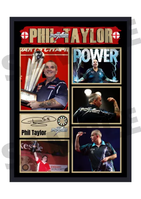 Phil 'The Power' Taylor GOAT PDC Darts A4/A3 Signed Print Unframed/Framed (#4)