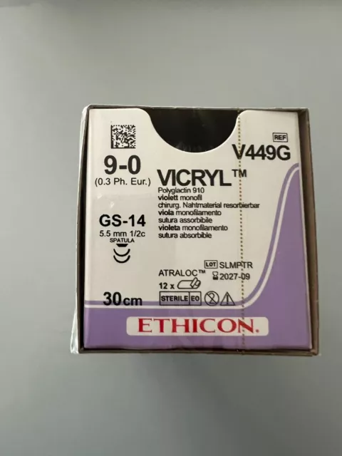 9-0 Vicryl Fa. Ethicon Nahtmaterial V449G Neu Originalverpackt