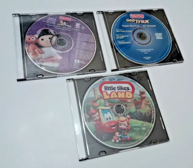 Children's DVD Lot of 3 Fisher Price Little People GeoTrax Little Tikes Land