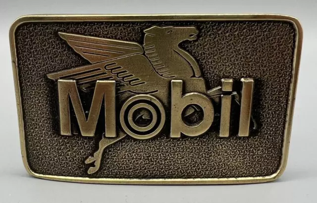 Mobil Oil Corp. Pegasus Logo Messing Gürtelschnalle Great American Schnalle Co.