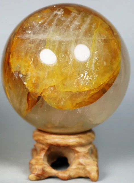 NATURAL Yellow PHANTOM MULTI-INCLUSIONS Rainbow CRYSTAL polishing sphere Ball