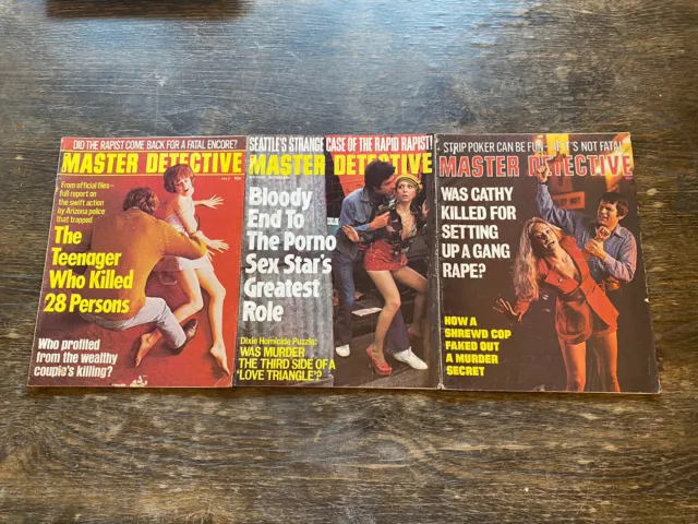 Vintage 1970s Master Detective Magazine Editions Set of Three (True Crime)