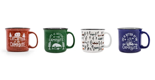 The Campsite Speckled Mugs | Microwave and Dishwasher Safe | 4-Pack, Ceramic,