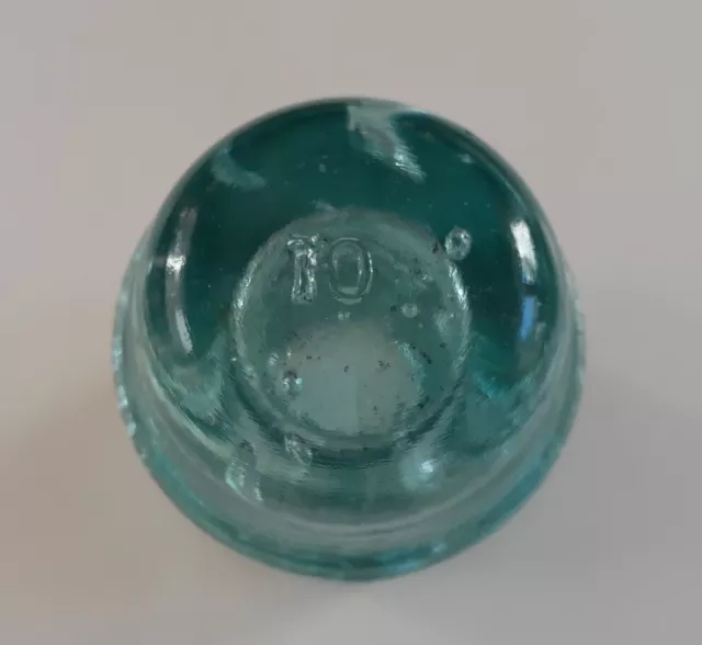 Crown Top Embossed Light Aqua CD 121 AM. TEL & TEL Co  Glass Insulator Very Nice