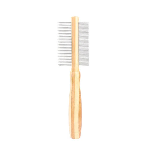 Pettine pulci per gatti cani manico in legno acciaio inox pettine bellezza toelettatura