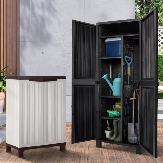 Livsip Outdoor Storage Cabinet Box Garage Garden Cupboard Adjustable Lockable