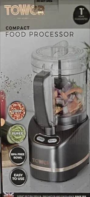 Tower Compact Food Processor 400ml  Grey & Rose Gold