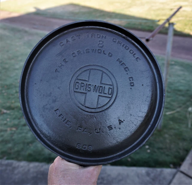 Griswold #8 cast iron griddle with large block logo P/N 608