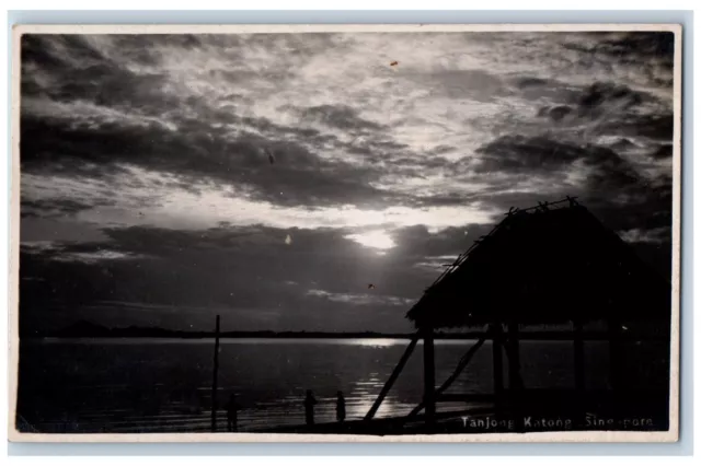 Singapore Postcard Tanjong Katong Bay View at Sunset c1920's RPPC Photo