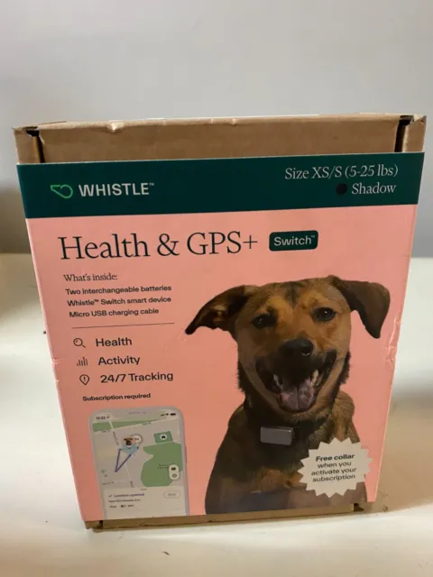 Whistle Switch GPS+Health+Fitness Smart dog collar, GPS Tracker NEW OPEN BOX