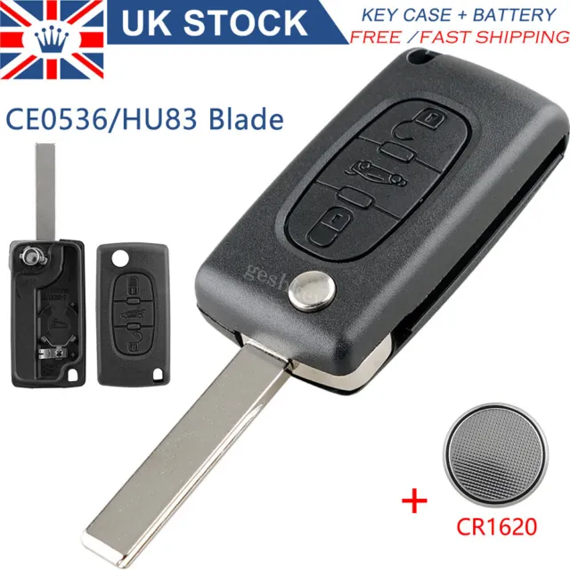 CE0536 HU83 Flip Blade Remote Key Fob Case For Peugeot 407 307 CC 308 SW 207