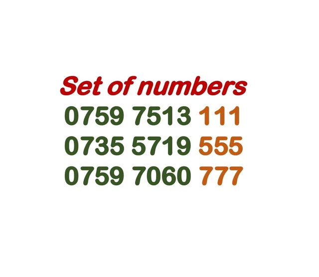 MOBILE NUMBER GOLD DIAMOND PLATINUM VIP GOLDEN BUSINESS SIM CARD set of  no.