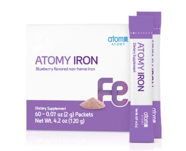 ATOMY IRON POWDER Blueberry Flavor Supplement Fast Absorption 60 Sticks