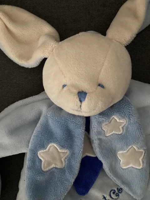 Doudou et compagnie marionnette lapin bleu blanc poudre d'étoiles 2