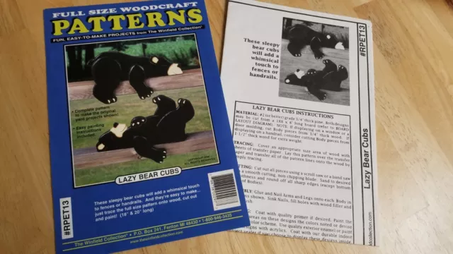 LAZY BEAR CUBS Riel Mascotas Patrones de Artesanía Madera Tamaño Completo RPET13 Winfield SIN CORTAR