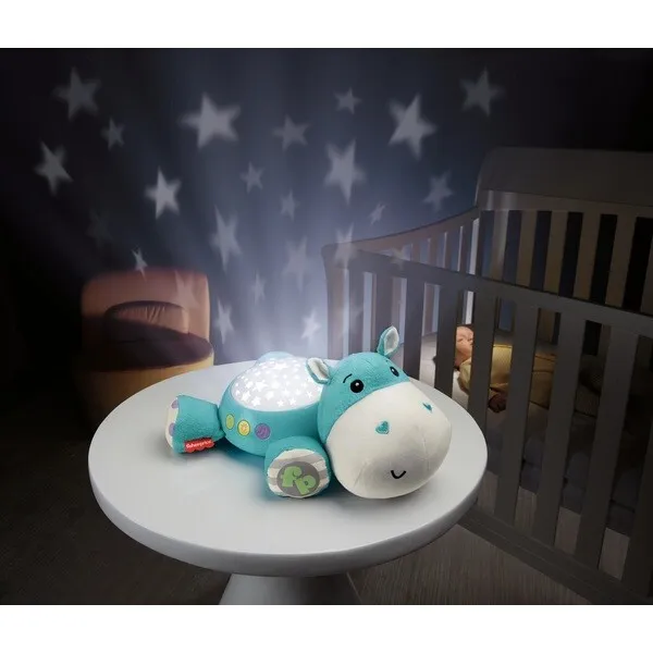 Fisher-Price Hippo 0+ Months Plush Projection Soother Soft Light & Sounds CGN86