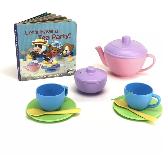 Green Toys Tea for Two set with Board Book - NEW 100% Recycled Plastic GREEN TOY