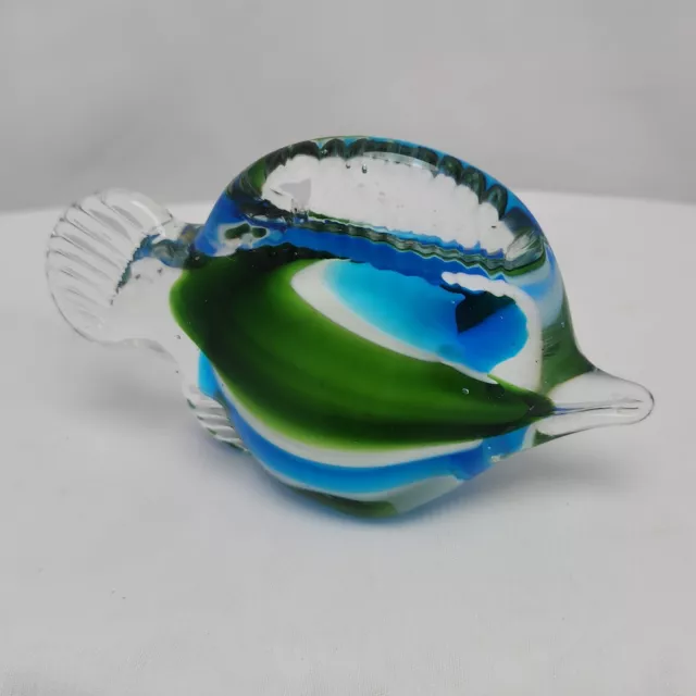 Tropical Glass Fish  Paperweight Figurine  Decor Green And Blue