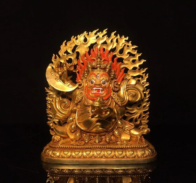 24CM Old Chinese Bronze Gilding Statue Buddha CK82