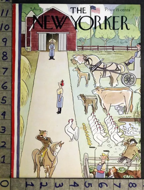 1942 Farm Barn Agriculture Equestrian Rea Irvin Art New Yorker Cover Fc532