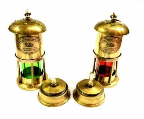 Set Mit 2 Messing Minor Öl Lampe Antik Nautisch Schiff Laterne Maritim Boot Hell 2