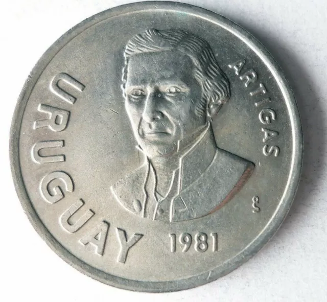 1981 URUGUAY 10 PESOS - Excellent Coin - FREE SHIP - Bin #131