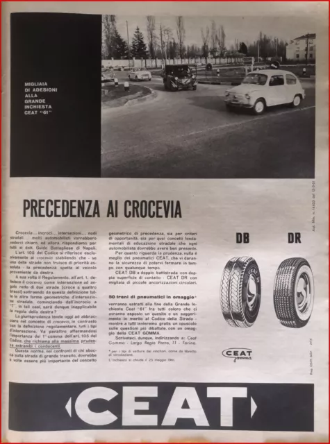 Pubblicita d'epoca Gomme Ceat Copertoni pneumatici Vintage Tyres Advertising