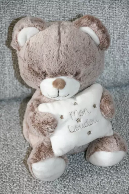 Tex Baby Doudou Ours Musical Blanc Marron Chine Coussin Mon Doudou Etoile Neuf