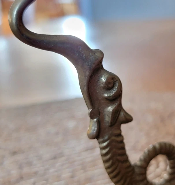Vintage Brass Wall Hook, Hat Hook, Coat Hook - Dragon, Fish Style 4