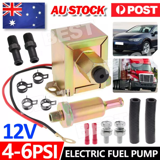 Electric Fuel Pump 12 volt Solid State 4 to 6psi 130 LPH Petrol Universal AU