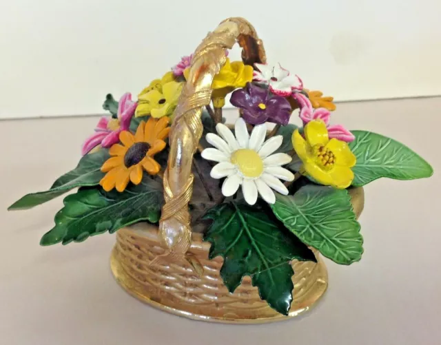 Vintage Gorham Enamel Flower Basket Jane Hutcheson Fleur des Siecles Figural