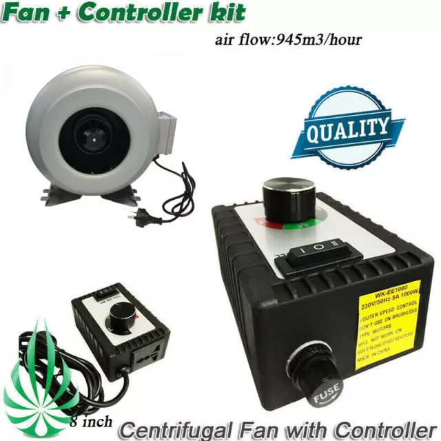 8" Inline Centrifugal Exhaust Duct Fan With High Quality Fan Speed Controller
