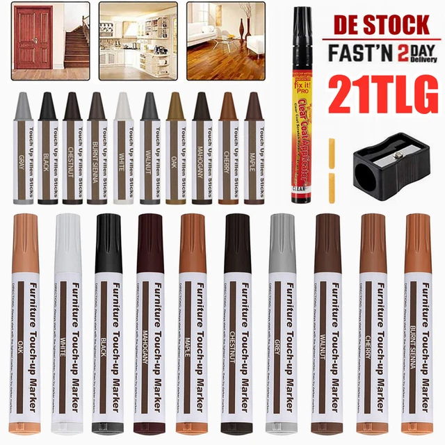 21er-Set Möbelkorrekturstift: Korrektur-Stift für Möbel aus Holz & Furnier DE