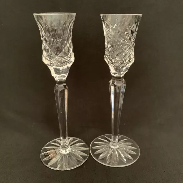 Fifth Avenue Crystal Clear Glass Candle Holders Lot of 2 Pair Hand Cut Full Lead