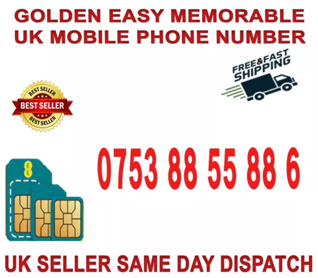Numero Di Cellulare Vip Golden Easy Memorable Uk/Sim Platino (Rete Ee) B 66