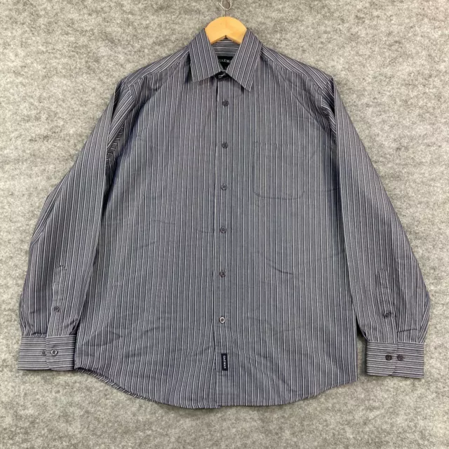 Gazman Mens Button Up Shirt Size S Small Blue Striped Long Sleeve Collar 25709