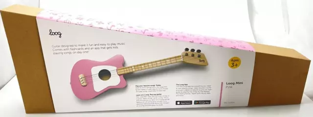 Loog Mini Acoustic Guitar for Children & Beginners - Pink NEW