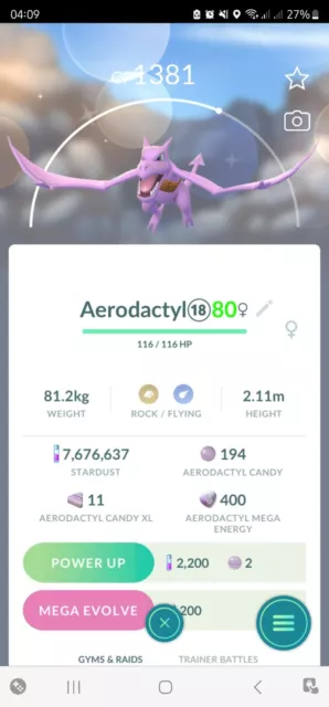 Shiny Aerodactyl Pokemon Trade Go