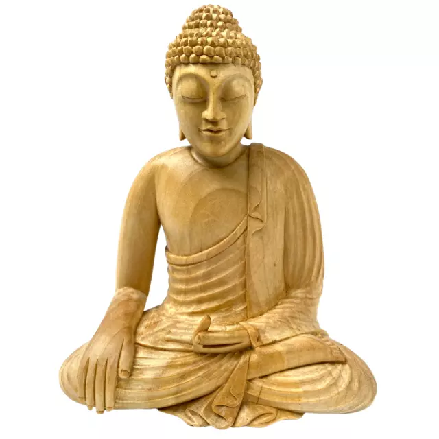 Earth Witness Buddha Sculpture Hand Carved Balinese Wood Carving Statue Bali art