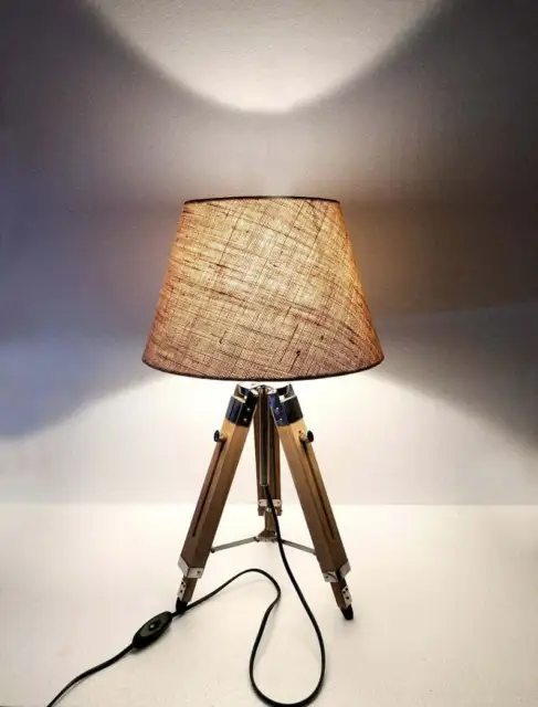 Vintage Holzstativ Schreibtischlampe Antik nautischen Schatten Nacht Blitz-Dekor 2