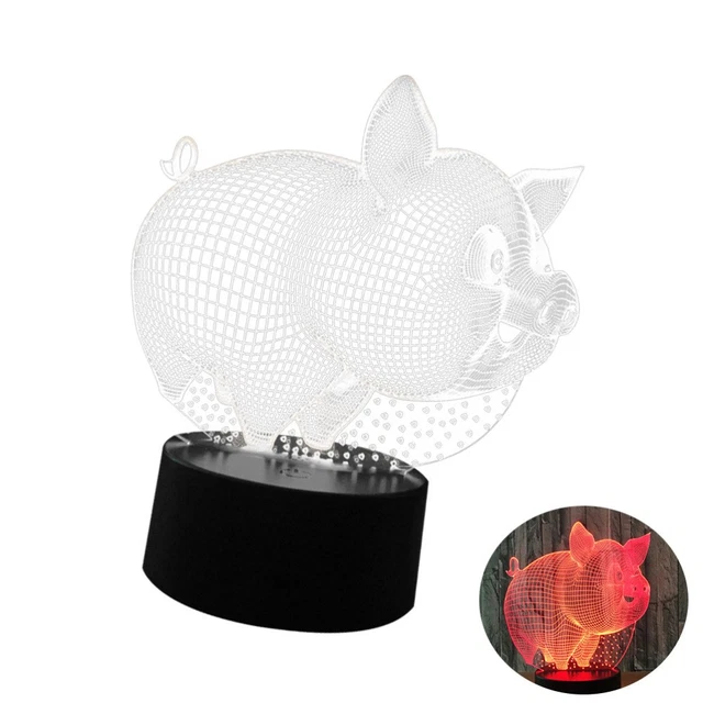 Pig Led CREATIVE 3D PIG Night Light Colorful Changing LED Light Lamp Touch ...