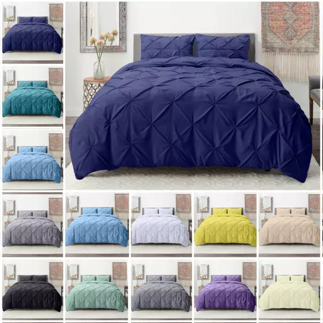 400 Thread Count 100% Egyptian Cotton Pintuck Duvet Quilt Cover Bedding Set