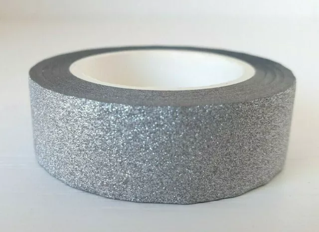 SILVER GLITTER Washi Tape - 15mm x 10M - Journal Craft Bling Masking Bujo