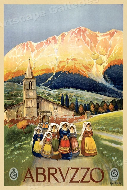 1920s Abruzzo Italy Classic Vintage Style Italian Travel Poster - 24x36