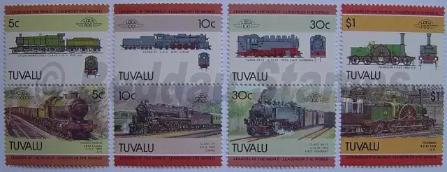 1985 TUVALU Set #4 Train Locomotive Railway Stamps (Leaders of the World)