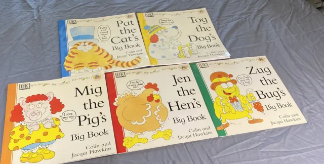 5 TEACHER BIG BOOKS LOT Oversized Easel PAT THE CAT AND FRIENDS LOT
