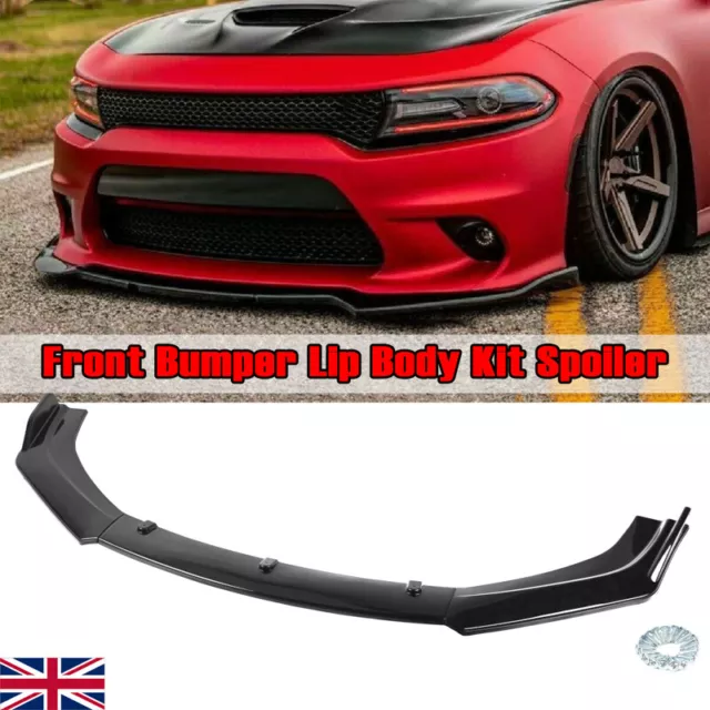 Universal Car Glossy Black Front Bumper Lip Spoiler Splitter Protector Kit UK