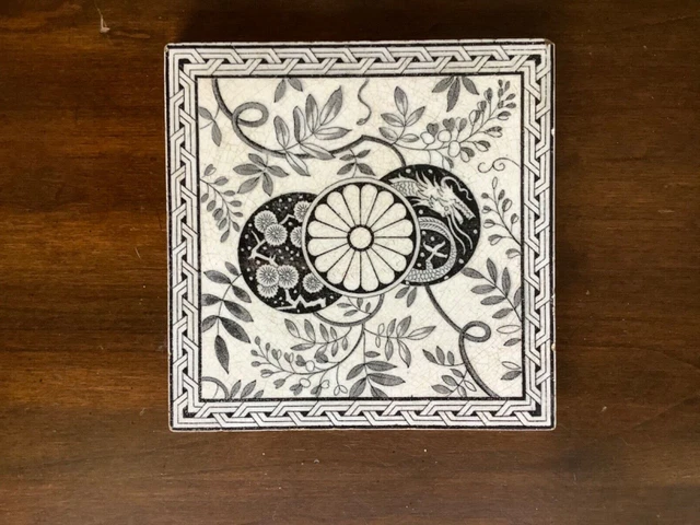 Mintons China Works Stoke on Trent Walbrook London-6”x 6” Tile - Flower/Vines