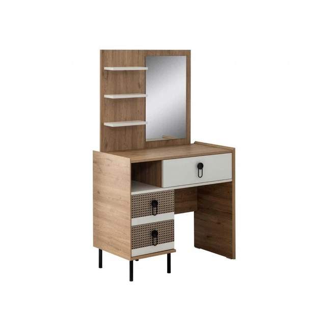 Set console tavolo da trucco con specchio legno camera da letto marrone