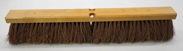 *PV) 24" Janitorial Garage Push Broom Threaded Head Stiff Palmyra
